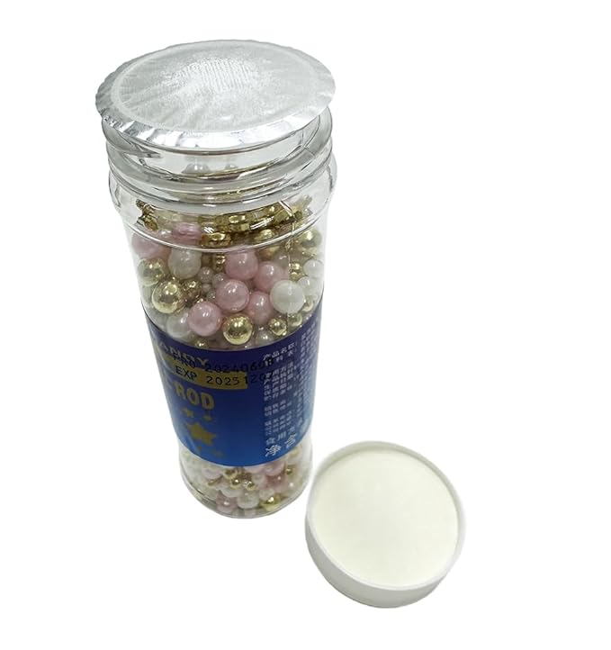 Gold dragees sprinkles Gold Sprinkles for Cake Decorating, White Pink Pearl Sugar Cupcake, Cookies, Ice Cream Toppings, 120g/ 4.2 Ounces Cake Decorationss Baking, Perfect for Christmas Wedding Shower, New Year?셎 Eve