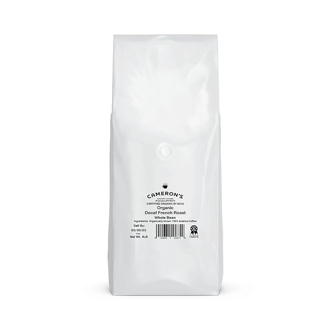 Cameron's Coffee Roasted Whole Bean Coffee, Organic Decaf French Roast, 4 Pound