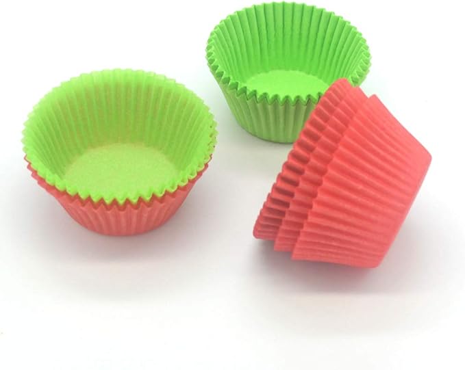 Red and Green Greaseproof Cupcake Liners Standard Paper Baking Cups for Party and More, 150-Count