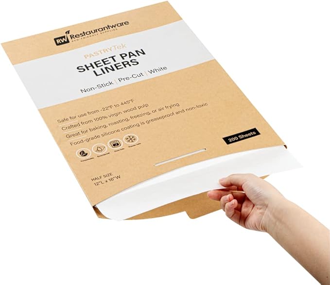 Restaurantware Pastry Tek 12 x 16 Inch Parchment Paper Sheets 1000 Greaseproof Baking Sheets For Oven - Pre-Cut Double-Sided Silicone Coating White Paper Nonstick Baking Sheets Half-Size