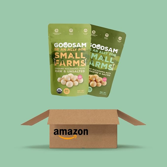 GoodSAM Organic Roasted Macadamia Nuts 0.5 lb, Salted, Gluten Free, Non GMO, Vegan, Keto, Regenerative Farming, Direct Trade