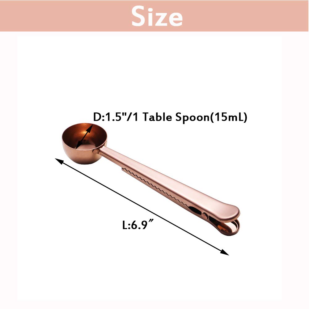 3 PCS Coffee Scoop with Clip 2 in 1 Stainless Steel