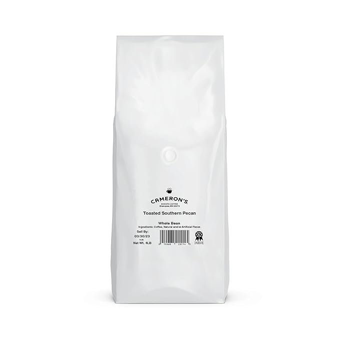 Cameron's Coffee Roasted Whole Bean, Flavored, Toasted Southern Pecan, 4lb (Pack of 1)