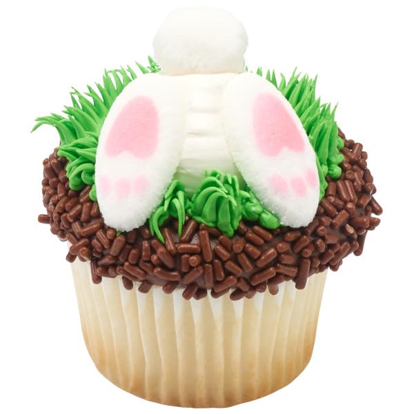 White Bunny Tail & Feet Edible Sugar Cake Toppers, 24 Count (16 feet and 8 Tails)