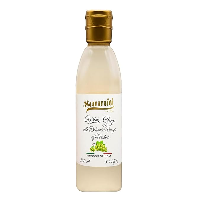 Sanniti Italian White Glaze with Balsamic Vinegar of Modena | Ideal for Dressing | Delicate Cream with a Sweet Taste, 8.45 oz (Pack of 2)