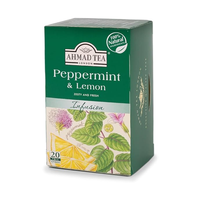 Ahmad Tea - Peppermint & Lemon Tea, 20 ct (Pack of 1) - Decaffeinated & Sugar-Free