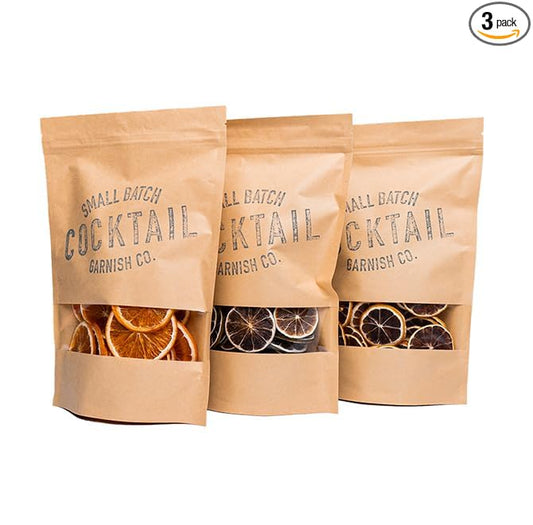 Cocktail Garnish Co. Dehydrated Orange, Lemon, Lime, 9oz, 136+ slices, (Pack of 3)