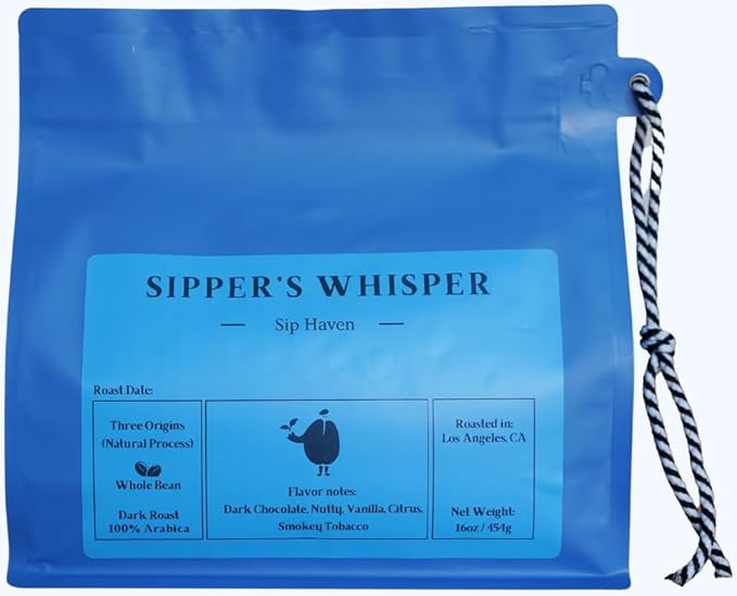 SipHaven | Sipper's Whisper Espresso Blend - Medium Roast Whole Bean Coffee | 1lb (16oz) | Bold, Smooth & Flavorful | Specialty Grade | Small Batch Roasted & Packed in USA