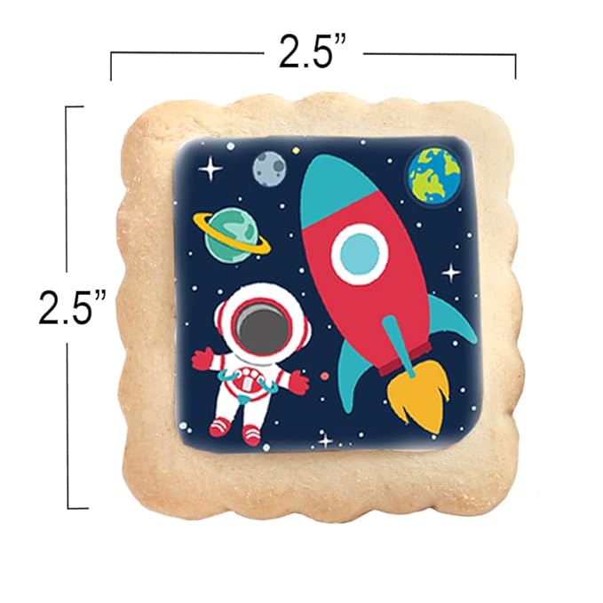 Space Themed Cookies Individually Wrapped Bulk | Outer Space Astronaut Planets Rocketship | Party Favors 24 Pack for Kids Birthday Party Decorated Sugar Cookies