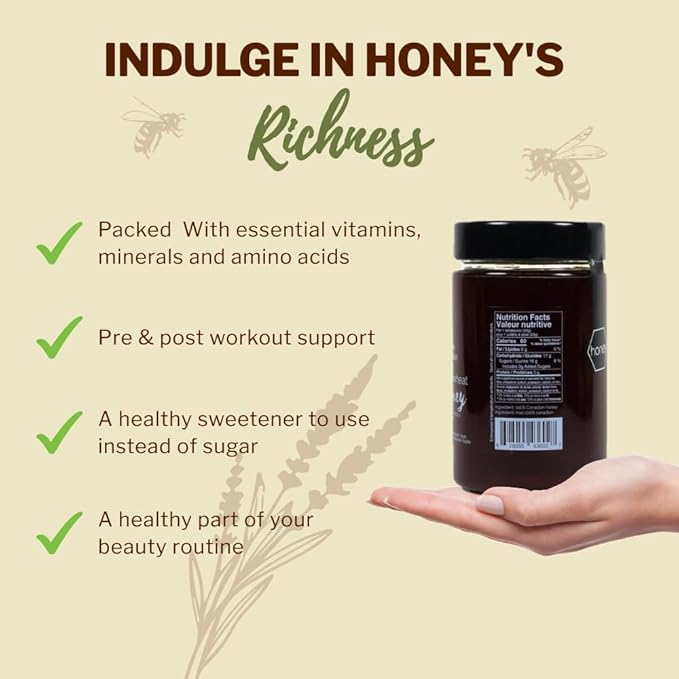 OneRoot Raw Buckwheat Honey - 500g/17.6oz, Unheated, Unfiltered and Unprocessed Natural Dark Honey, Rich in Antioxidants Pure Buckwheat