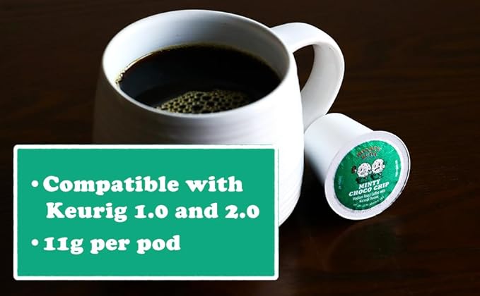 Roasty Buds Coffee Mint Chocolate Chip Pods 18 Count | Single-Serve 11g Per Pod | Recyclable, Gluten-Free, Non-GMO, No Sugar/Dairy/Soy/Egg (18 Count, Minty Choco Chip)