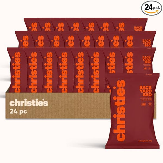 Christie's Chips Backyard BBQ - Super Natural Potato Chips - Sweet & Smoky BBQ Flavor - Vegan, Gluten-Free, and Kid-Approved Snack for Summertime Vibes and Anytime Crunch - 1 oz - 24 pack