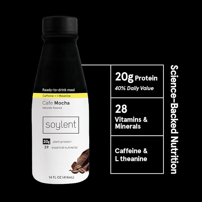 Soylent Complete Coffee Meal Replacement Shake, Cafe Mocha, Ready-to-Drink Plant Based Caffeinated