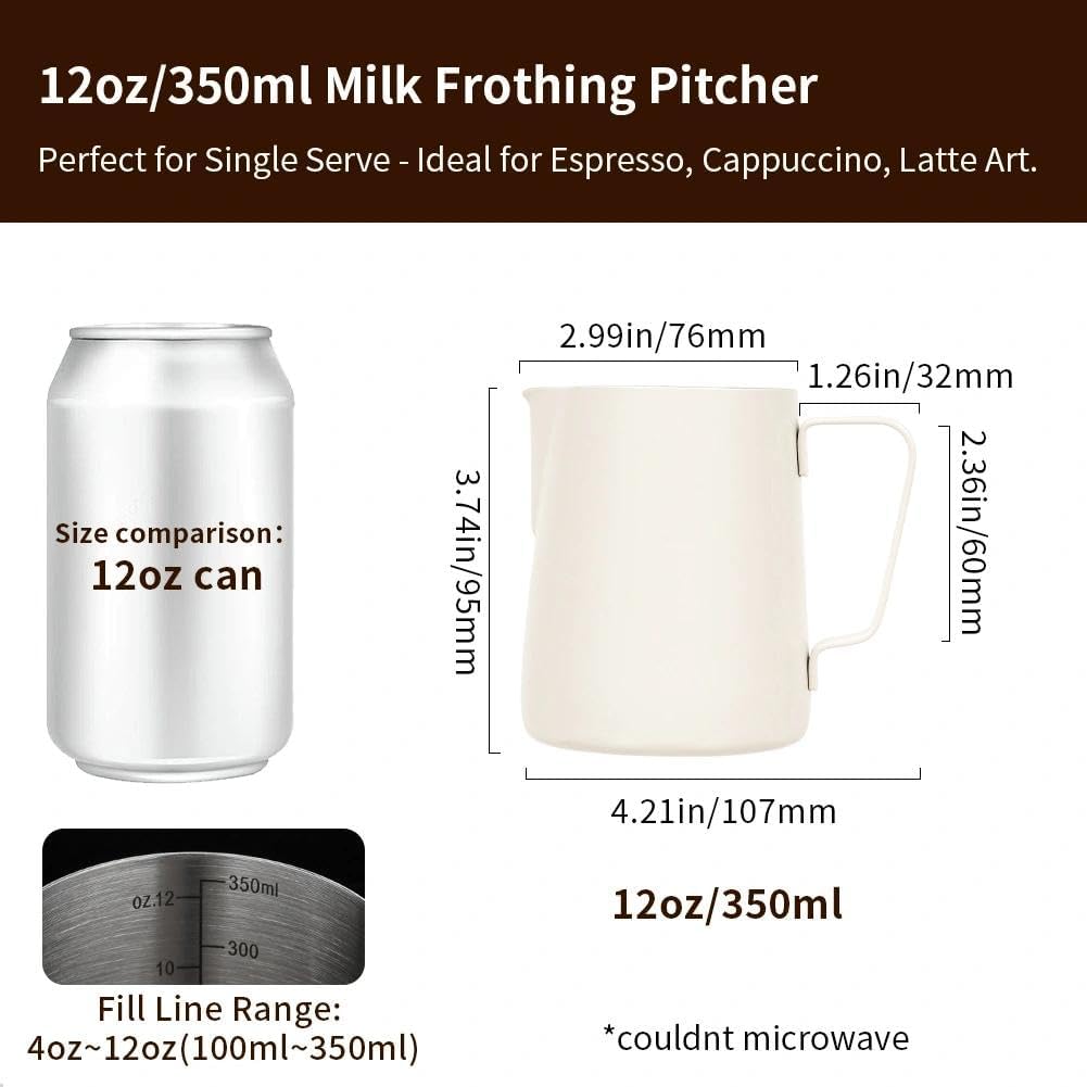 watchget 12oz Milk Frothing Pitcher Stainless Steel Espresso Steaming Jug