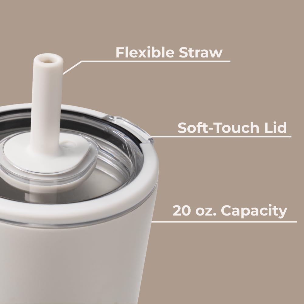 HydroJug Everyday Tumbler 20 oz, Ceramic-Lined Straw Cup, Linen