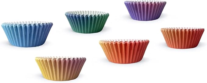 qiqee 300PCS Mini Cupcake Liners Gradient Cupcake Cups 6 Designs Orange Purple Muffin Papers Baking Cups Cupcake Wrappers (Small Size)