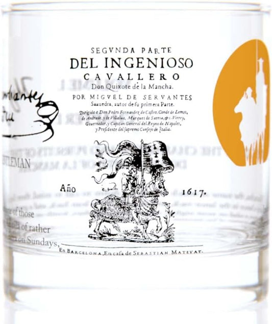 Well Told Classic Literature Rocks Glass - Don Quixote by Miguel de Cervantes - Old Fashioned Whiskey Glass Gift for Book Lovers (11 oz)