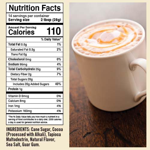 Castle Kitchen Caramel Dark Hot Chocolate (6 Pack) Premium Plant Based, Dairy Free, Gluten-Free, Vegan Hot Coca Mix - Just Add Water - 14 oz