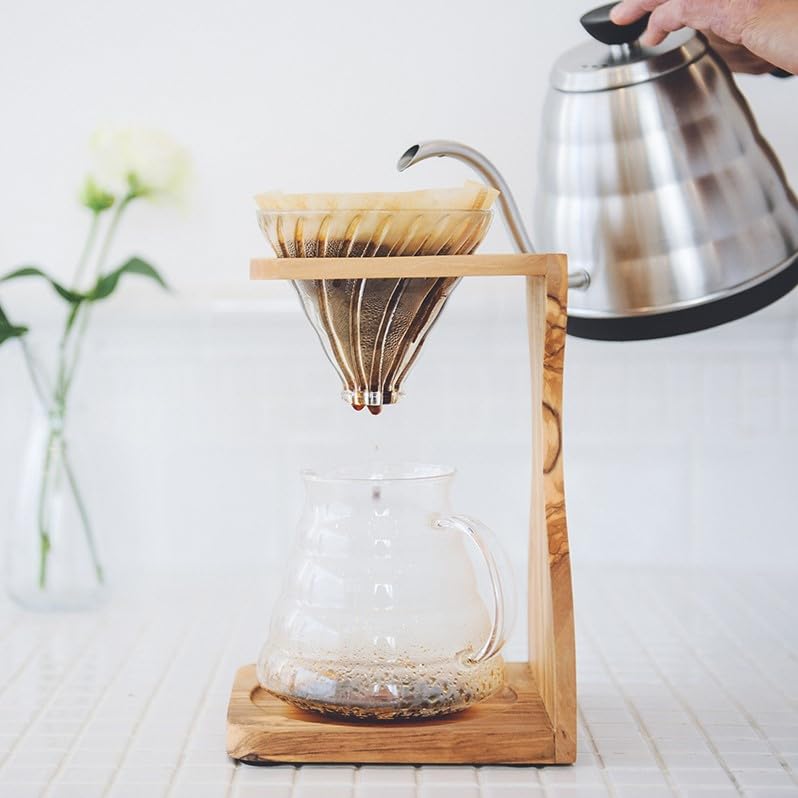 Hario V60 Olive Wood Pour Over Stand Set