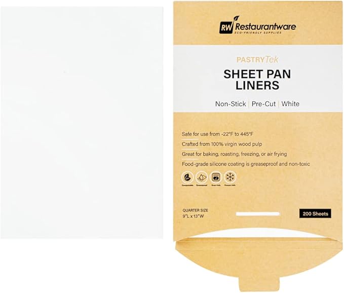 Restaurantware Pastry Tek 9 x 12 Inch Parchment Paper Sheets 1000 Greaseproof Baking Sheets For Oven - Pre-Cut Double-Sided Silicone Coating White Paper Nonstick Baking Sheets Quarter-Size