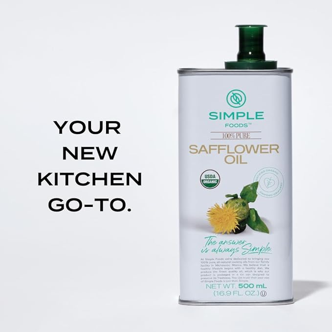 Simple Foods Organic Safflower Oil - USDA Certified Organic, Cold-Pressed 8.45 oz