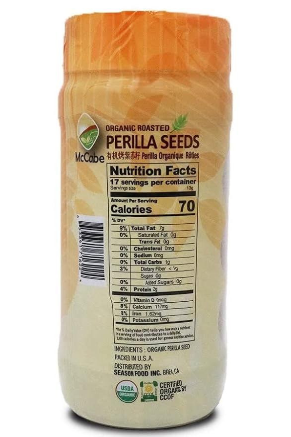 McCabe Organic Roasted Perilla Seeds - Perilla Seeds Organic | Rich with Fiber & Minerals | USDA and CCOF Certified | Packed in USA | 8oz Pack of 3