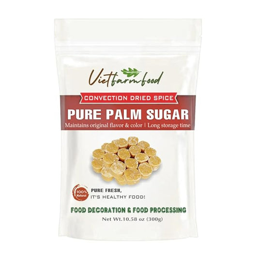 PURE PALM SUGAR 10.58 Oz (300g) VIETFARMFOOD: Natural pure, convection dried seasoning made from real fruits - perfect for adding flavor to any meal, from cooking, baking, salads, soups, sauces