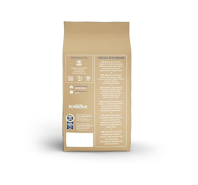 Caffe Borbone Whole Bean Coffee, Medium Roast Arabica and Robusta Blend, Crema Superiore, Rich and Smooth Italian Coffee, 2.2 lb Bag