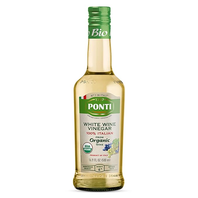 1787 PONTI Organic 100% Italian White Wine Vinegar - Perfected Acidity Levels for Best Harmonic Aroma and Taste - Delicious with All types of Salads and Vegetables - Excellent for Marinades - 16.9 Fl.Oz