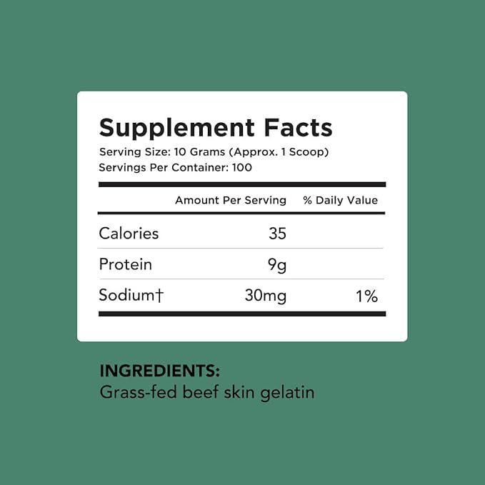 AMANDEAN Premium Gelatin Powder XL. Grass-Fed Beef Collagen Protein Supplement. Unflavored. Healthy Skin, Hair, Nails, & Gut. Paleo Friendly Cooking and Baking. 18 Amino Acids. Non-GMO.