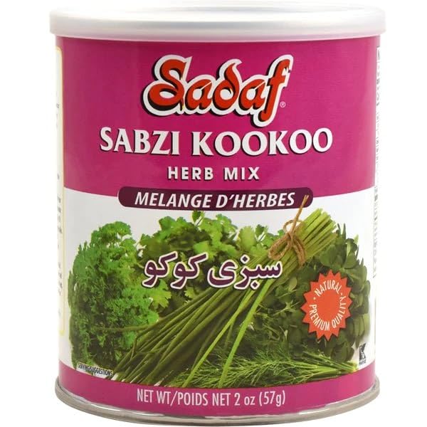 Sadaf Sabzi Kookoo - Dried Herbs Mix - Persian Spices for Cooking and Flavoring Food - Natural Herb Mix - Kosher - 2 Oz Can