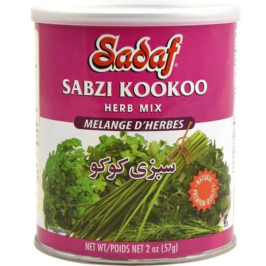 Sadaf Sabzi Kookoo - Dried Herbs Mix - Persian Spices for Cooking and Flavoring Food - Natural Herb Mix - Kosher - 2 Oz Can