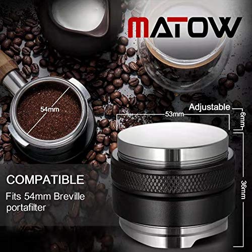 MATOW 53mm Coffee Distributor and Tamper, Dual Head Coffee Leveler Compatible with Breville 54mm