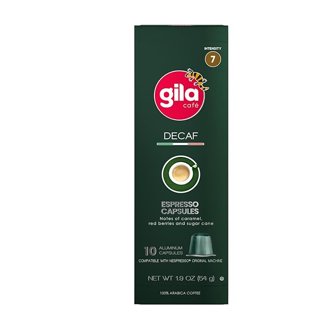 GILA Café Decaf Aluminum Coffee Capsules – Dark Roast Espresso Pods Compatible with Nespresso Original Machines – 100% Arabica, Naturally Water-Processed, 60 Count