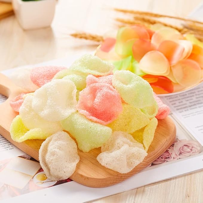 Fried Colored Shrimp Chips, Uncooked Prawn Flavor Chip, 17.6 Oz Super Size, Asian Colored Shrimp Snacks (to Cook) Quick Frying, for Adult and Child Vegan Snack and Cookies, Crispy and Delicious.
