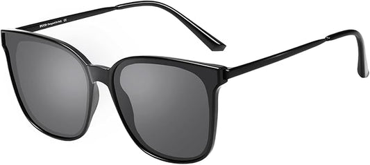 DUCO Oversized Polarized Sunglasses Womens Trendy Mirrored Shades Retro Round Vintage Light Weight UV400 Sun Glasses W016