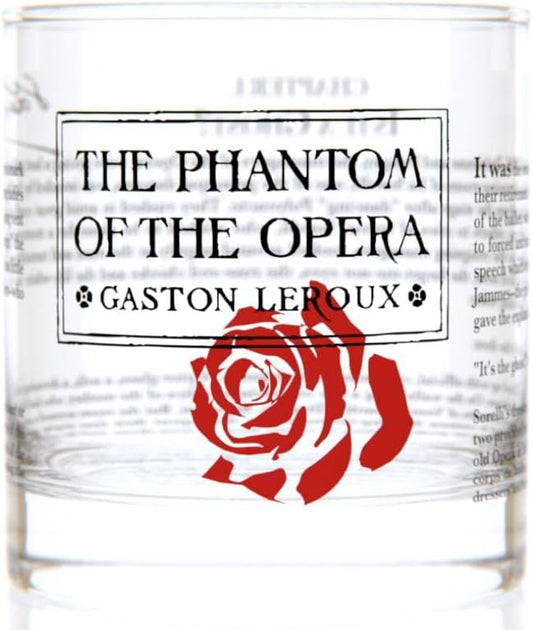 Well Told Classic Literature Rocks Glass - The Phantom of the Opera by Gaston Leroux - Old Fashioned Whiskey Glass Gift for Book Lovers (11 oz)