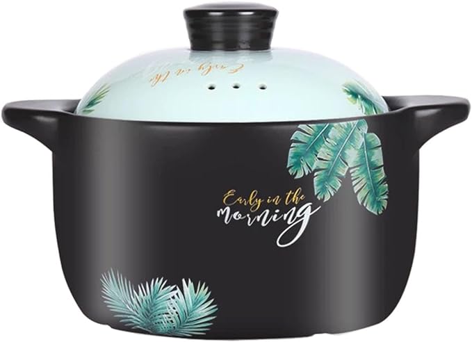 2.6 Quart Ceramic Casserole,with Lid Ceramic Pot,Heat-Resistant Round Stew Pot Soup Pot for cook bibimbap, soup, rice, stew, casserole (Green2.6QT)
