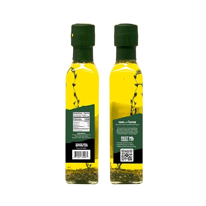 Benissimo Mediterranean Garlic Infused Oil, All Natural Gourmet Cooking Oil with Fragrant Mediterranean Herb Blend, Ideal for Dipping, Sautéing, Drizzling, 8.1 fl oz