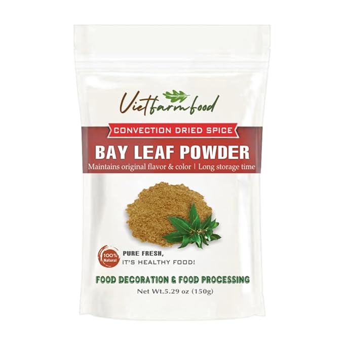 BAY LEAF POWDER 5.29 Oz (150g) VIETFARMFOOD: Pure, natural freeze-dried spice made from real vegetables and fruits - perfect for enhancing every meal, from cooking, baking, salads, soups, sauces