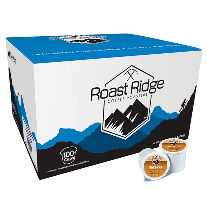 Roast Ridge Single Serve Coffee Pods for Keurig K-Cup Brewers, Hazelnut Blend, Medium Roast, 100 Count