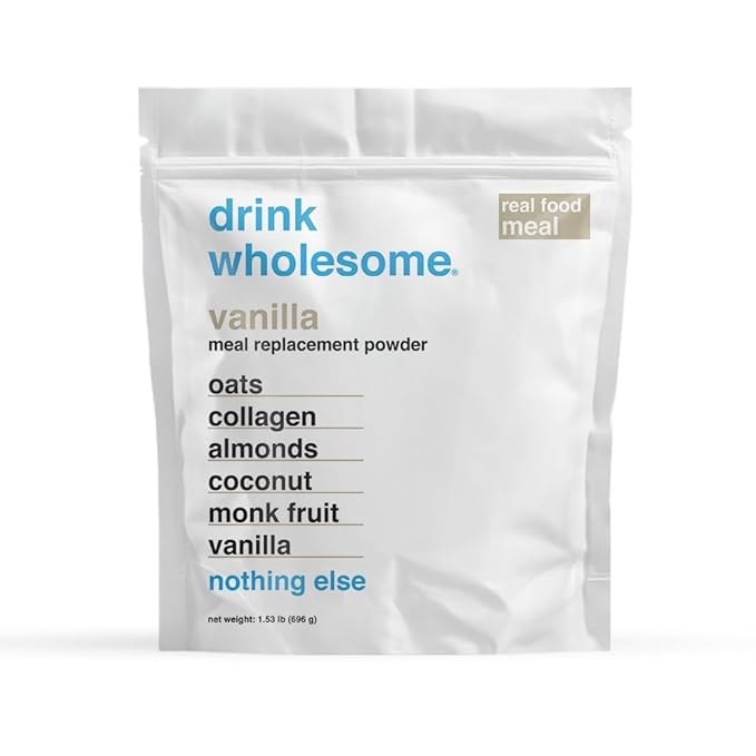 Drink Wholesome Vanilla Meal Replacement Powder | for Sensitive Stomachs | Gut Friendly | Additive & Dairy Free | No Artificial Sweeteners | No Bloating, Farts or Gas | No Constipation or Diarrhea