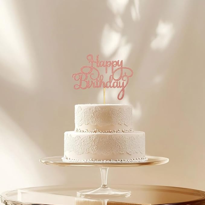 1 PCS Rose Gold Birthday Cake Topper Happy Birthday Cake Toppers Happy Birth Cake Decorations Girls Women's Celebrating Anniversary Birthday Party Decorations