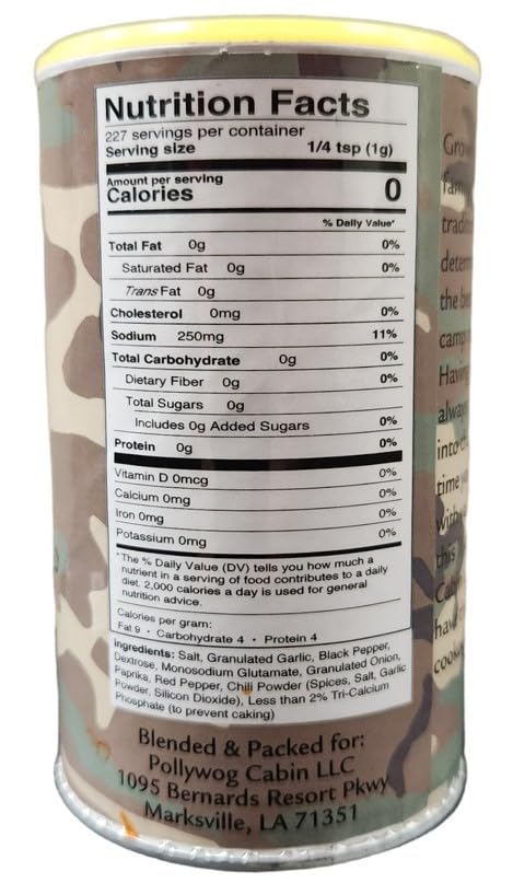 Pollywog Cabin Cajun Seasoning - Authentic Louisiana Spice Mix for Cajun, Creole and Southern Dishes - Gourmet, Spicy, Bayou-Inspired Seasoning – (One 8 Ounce Shaker)