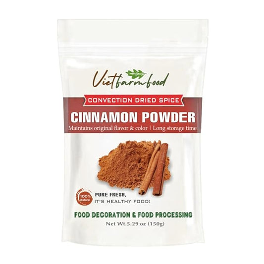 CINNAMON BARK POWDER 5.29 Oz (150g) VIETFARMFOOD: Natural pure, convection dried seasoning made from real vegetables - perfect for adding flavor to any meal, from cooking, baking, salad, soups, sauces