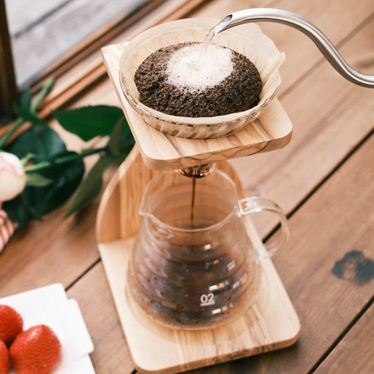 Hario V60 Olive Wood Pour Over Stand Set