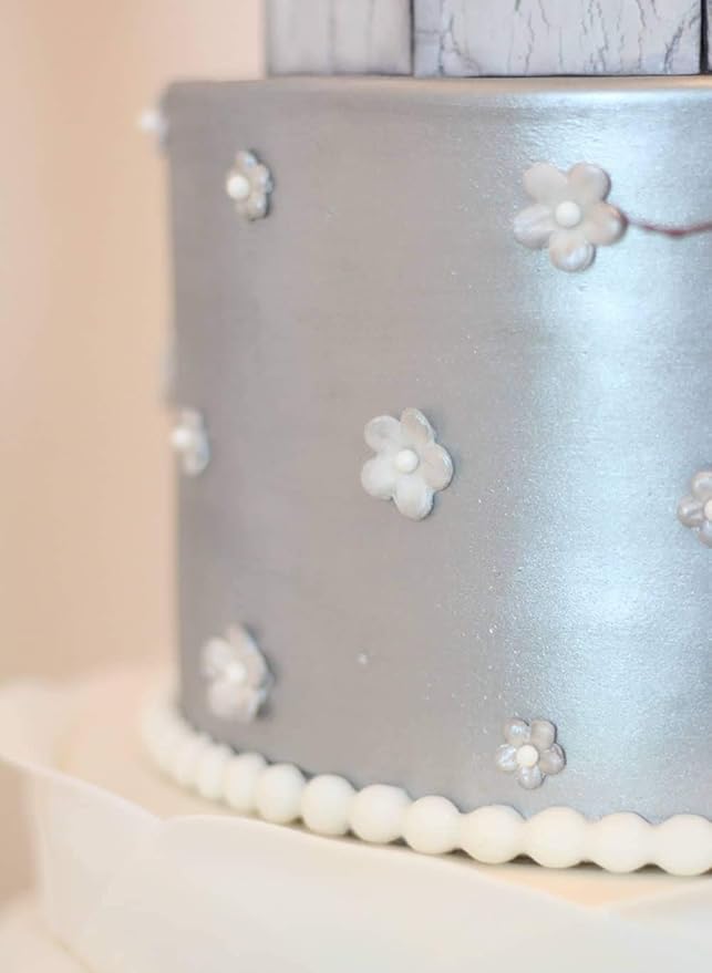 Luster Dust - Silver Pearl (4g 1x Jar) | Edible Vegan Dust & Paint for Cake Decorating, Ice Cream, Desserts, Cocktails and Beverages by Bakell