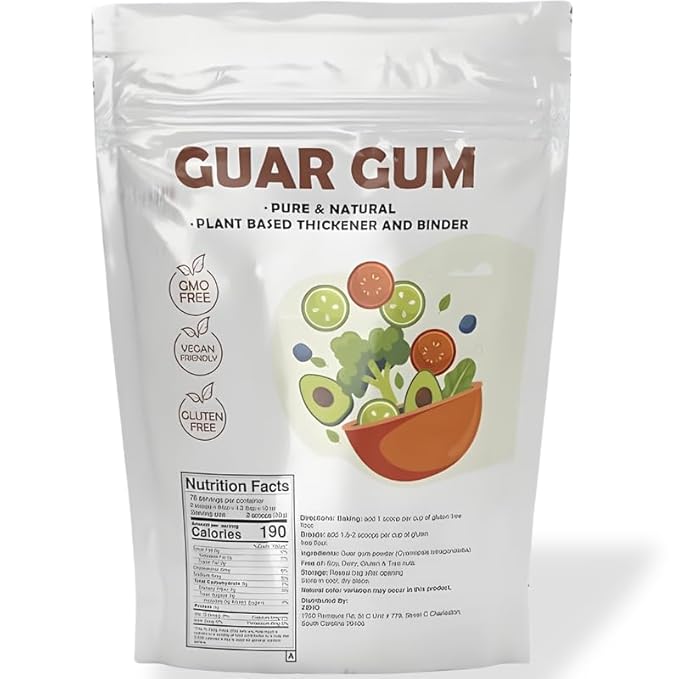 ZEHO Guar Gum Powder 2 lb Bag ??Non-GMO No Gluten Vegan Friendly Food Thickener for Cooking, Baking - Xanthan Gum Substitute Guar Gum Powder For Ice Cream ??Easy to Mix, Keto Friendly
