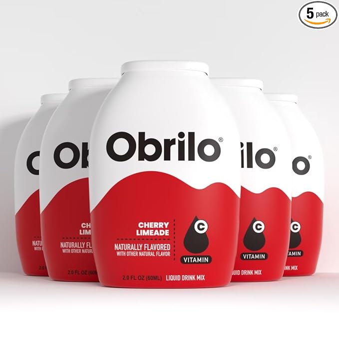 Obrilo Water Enhancer Liquid Flavoring Drops - ZERO Sugar/Calorie, Dye Free, Naturally Flavored Drink Syrup, 2.0 fl oz x 5 Bottles for Kids & Adults (Cherry Limeade)