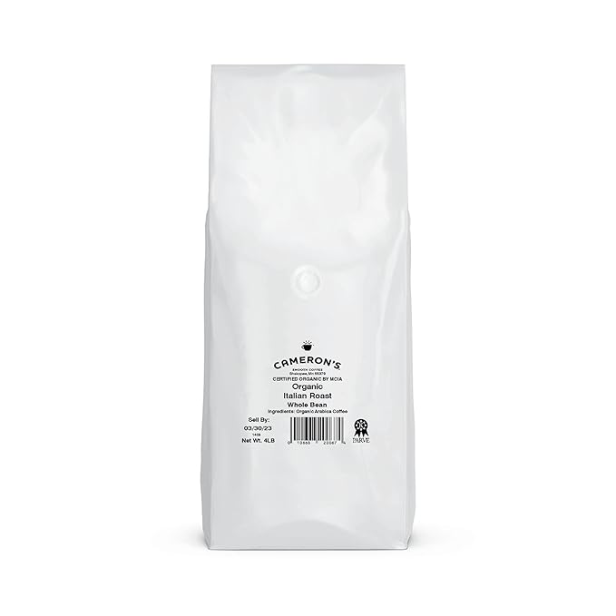 Cameron's Coffee Roasted Whole Bean Coffee, Organic Italian Roast, 4 Pound